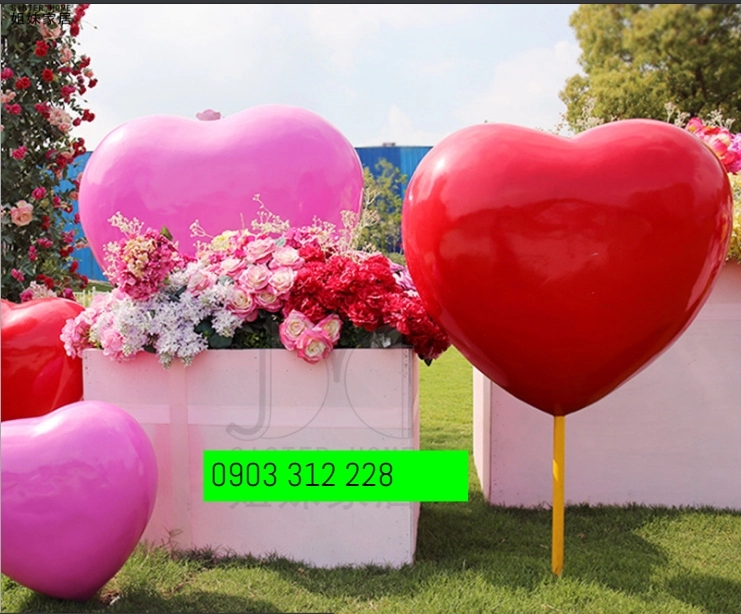 nhận làm mô hình composite theo yêu cầu 8648 - Mô hình trái tim  composite trang trí ngoài trời Cao 120cm
